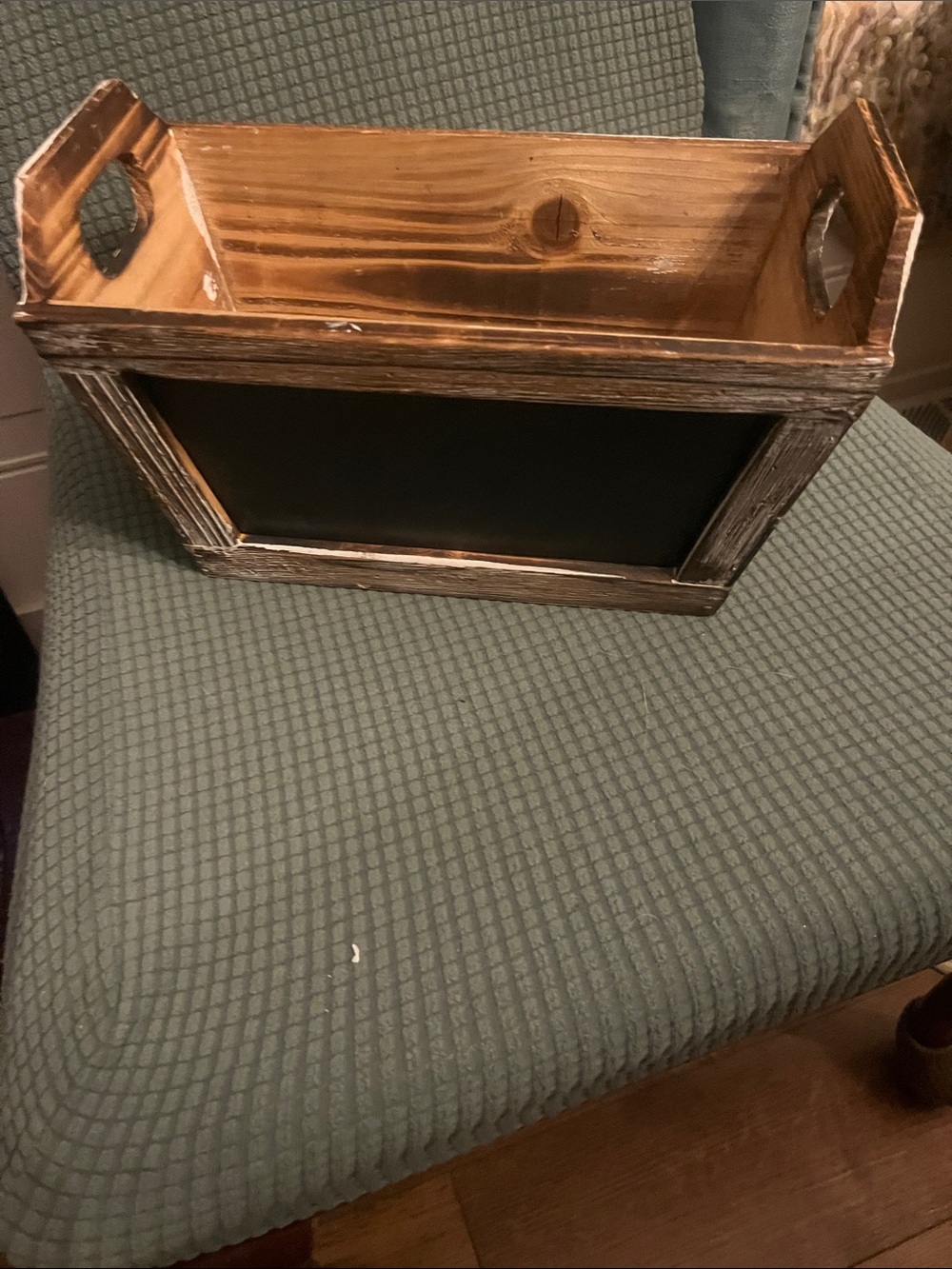 Rustic Wooden Storage Basket Crate Chalkboard Front